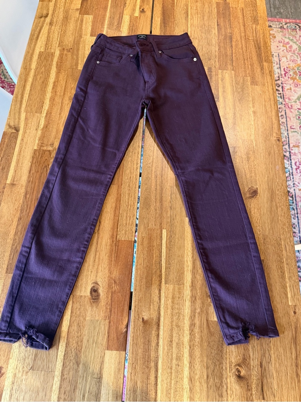 Just Black Dark Maroon Distressed Ankle Skinny Jeans size 24